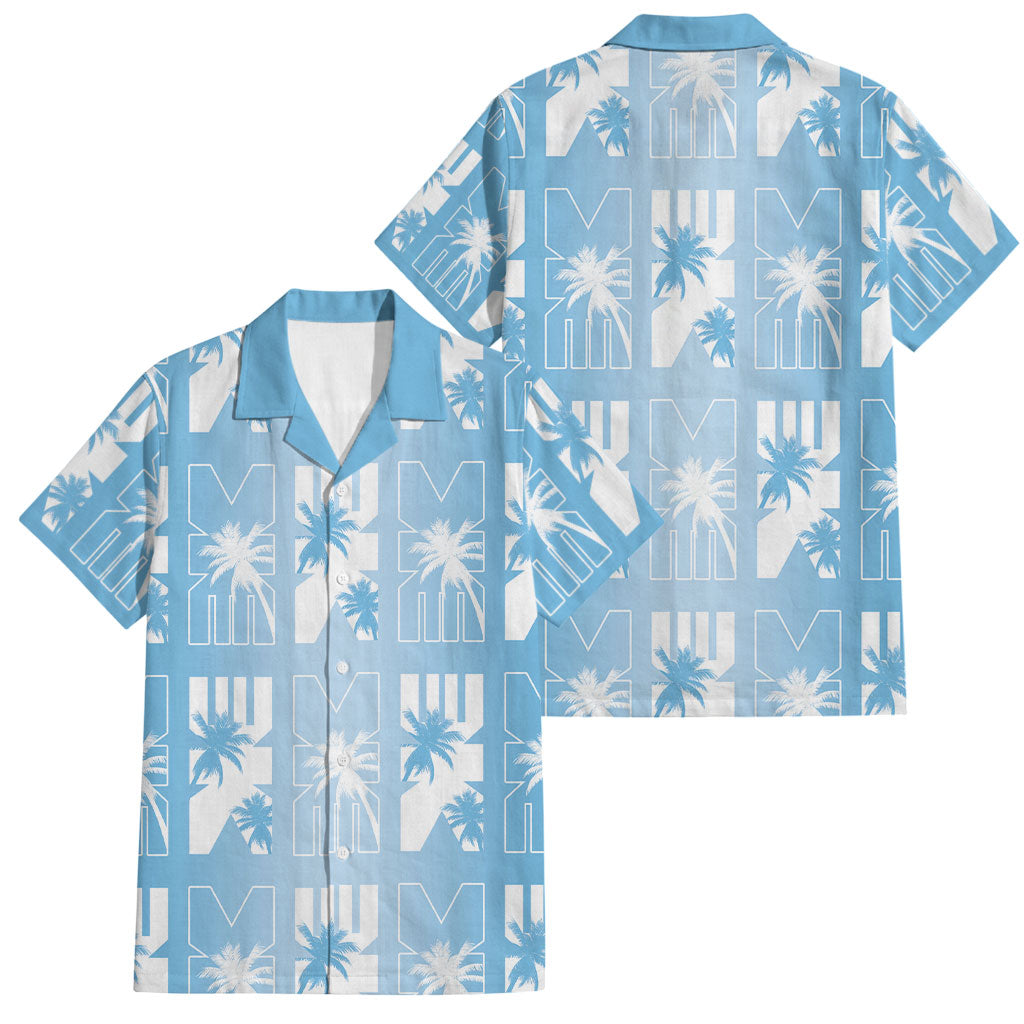 Bula Fiji Family Matching Long Sleeve Bodycon Dress and Hawaiian Shirt Blue Makare Masi Tapa Pattern LT05 Dad's Shirt - Short Sleeve Blue - Polynesian Pride