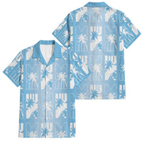 Bula Fiji Family Matching Short Sleeve Bodycon Dress and Hawaiian Shirt Blue Makare Masi Tapa Pattern LT05 Dad's Shirt - Short Sleeve Blue - Polynesian Pride