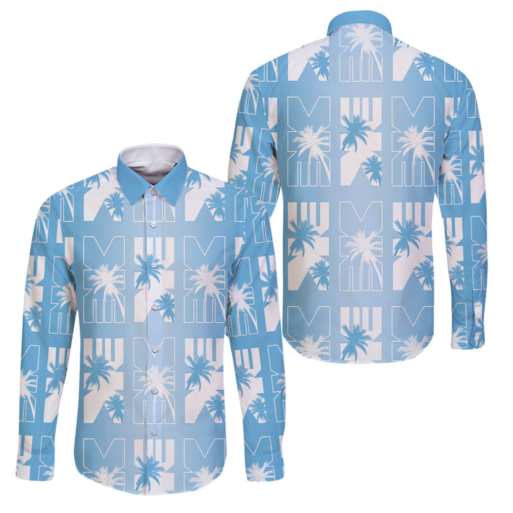 Bula Fiji Family Matching Short Sleeve Bodycon Dress and Hawaiian Shirt Blue Makare Masi Tapa Pattern LT05 Dad's Shirt - Long Sleeve Blue - Polynesian Pride