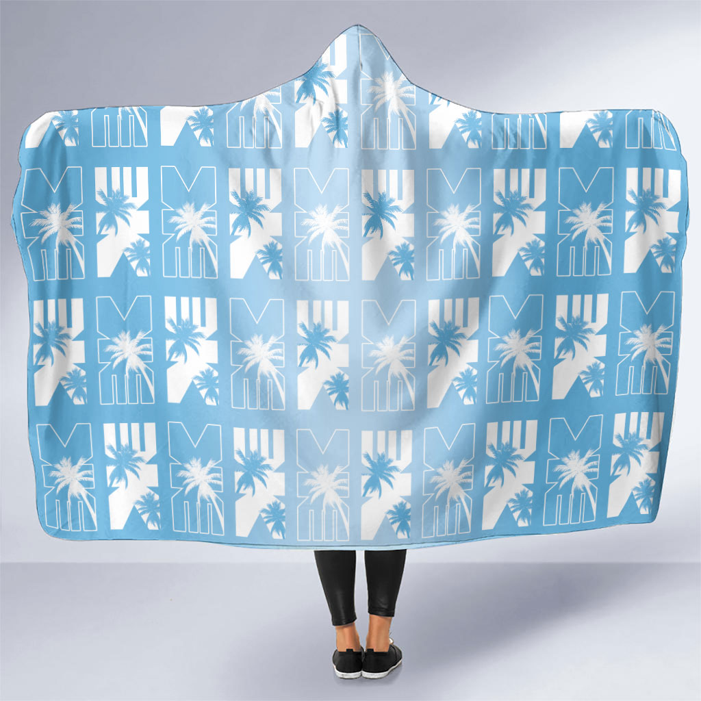 Bula Fiji Hooded Blanket Blue Makare Masi Tapa Pattern LT05 One Size Blue - Polynesian Pride