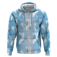 Bula Fiji Hoodie Blue Makare Masi Tapa Pattern LT05 Zip Hoodie Blue - Polynesian Pride