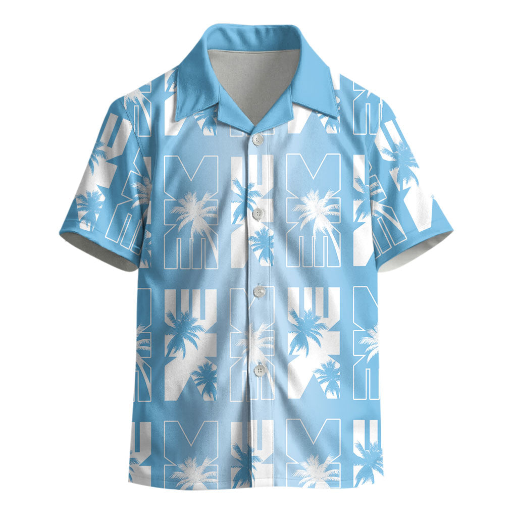 Bula Fiji Kid Hawaiian Shirt Blue Makare Masi Tapa Pattern LT05 - Polynesian Pride