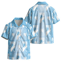 Bula Fiji Kid Hawaiian Shirt Blue Makare Masi Tapa Pattern LT05 - Polynesian Pride