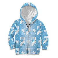 Bula Fiji Kid Hoodie Blue Makare Masi Tapa Pattern LT05 Zip Hoodie Blue - Polynesian Pride