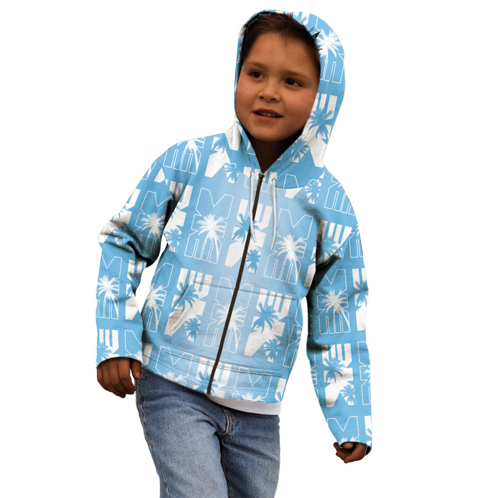 Bula Fiji Kid Hoodie Blue Makare Masi Tapa Pattern LT05 - Polynesian Pride
