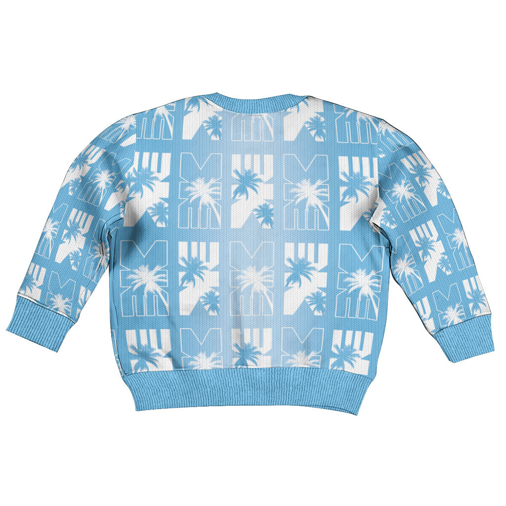 Bula Fiji Kid Ugly Christmas Sweater Blue Makare Masi Tapa Pattern LT05 - Polynesian Pride