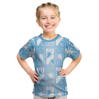 Bula Fiji Kid T Shirt Blue Makare Masi Tapa Pattern LT05 Blue - Polynesian Pride