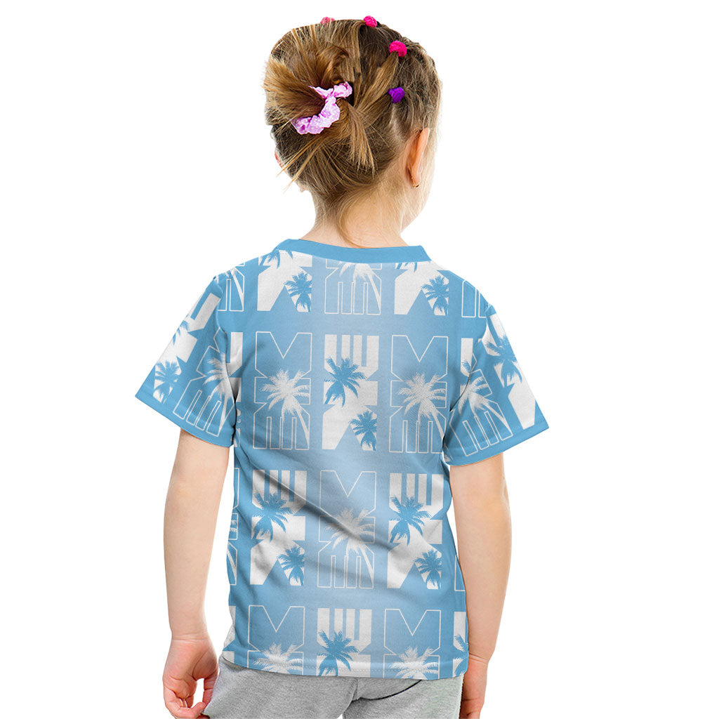 Bula Fiji Kid T Shirt Blue Makare Masi Tapa Pattern LT05 - Polynesian Pride