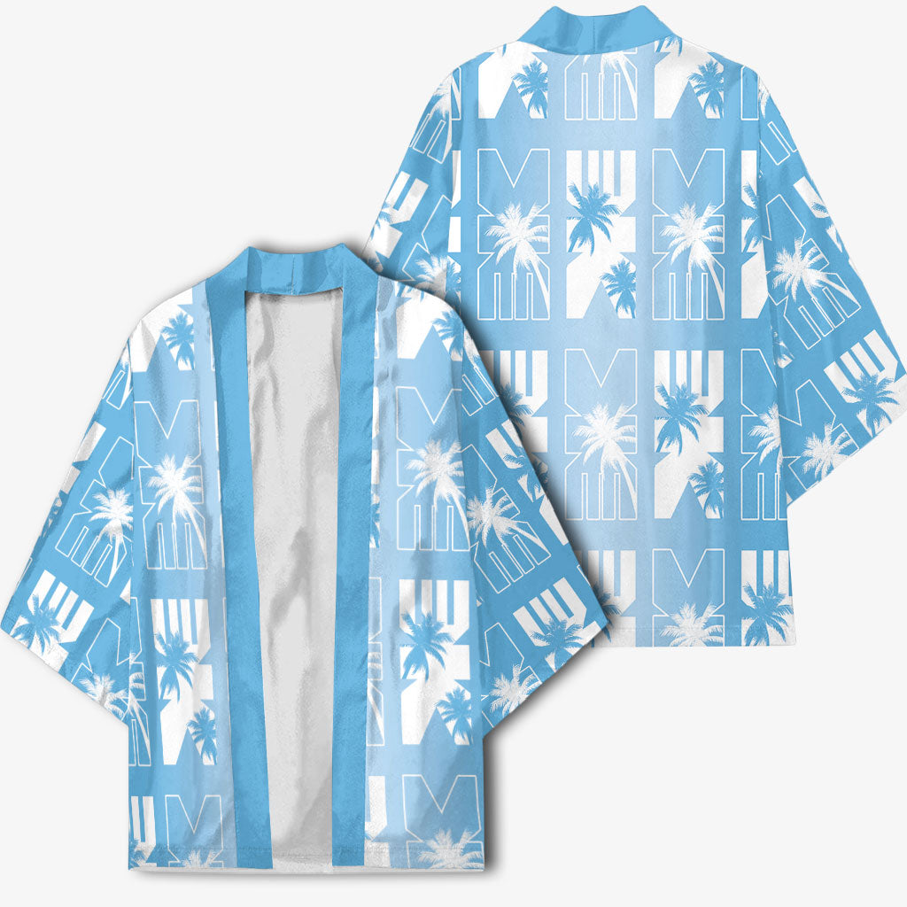 Bula Fiji Kimono Blue Makare Masi Tapa Pattern LT05 - Polynesian Pride