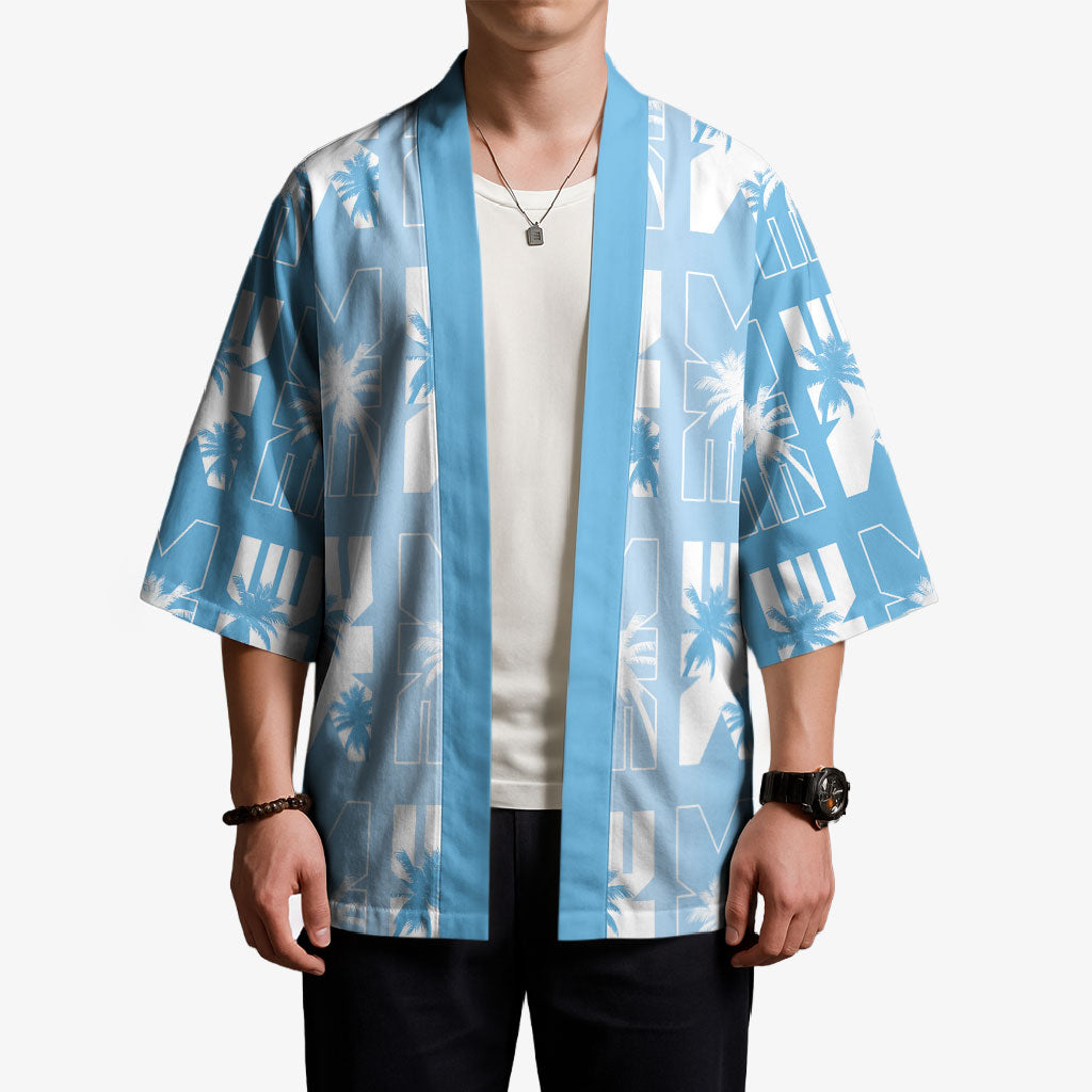 Bula Fiji Kimono Blue Makare Masi Tapa Pattern LT05 - Polynesian Pride
