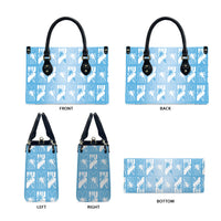 Bula Fiji Leather Bag Blue Makare Masi Tapa Pattern LT05 - Polynesian Pride