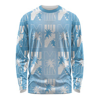 Bula Fiji Long Sleeve Shirt Blue Makare Masi Tapa Pattern LT05 Unisex Blue - Polynesian Pride