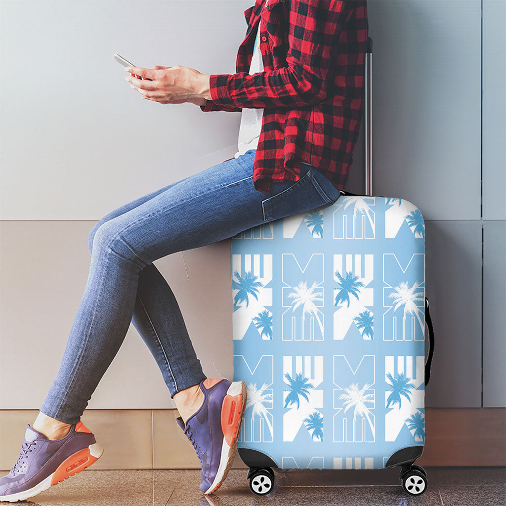 Bula Fiji Luggage Cover Blue Makare Masi Tapa Pattern LT05 - Polynesian Pride