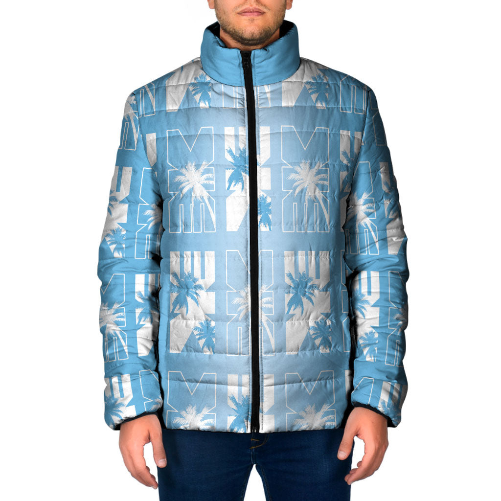 Bula Fiji Padded Jacket Blue Makare Masi Tapa Pattern LT05 Men Blue - Polynesian Pride