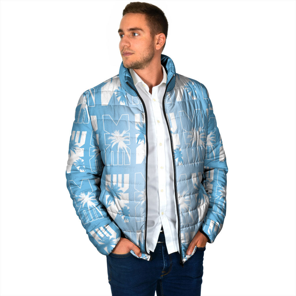 Bula Fiji Padded Jacket Blue Makare Masi Tapa Pattern LT05 - Polynesian Pride