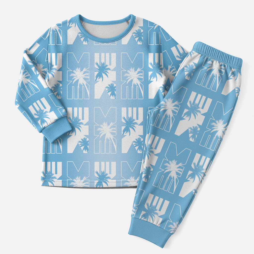 Bula Fiji Christmas Pajama Set Blue Makare Masi Tapa Pattern LT05 Men Blue - Polynesian Pride