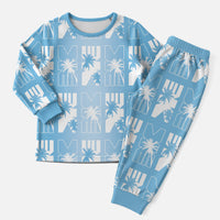 Bula Fiji Christmas Pajama Set Blue Makare Masi Tapa Pattern LT05 Men Blue - Polynesian Pride