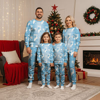 Bula Fiji Christmas Pajama Set Blue Makare Masi Tapa Pattern LT05 - Polynesian Pride