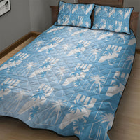 Bula Fiji Quilt Bed Set Blue Makare Masi Tapa Pattern LT05 - Polynesian Pride