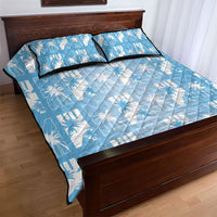 Bula Fiji Quilt Bed Set Blue Makare Masi Tapa Pattern LT05 - Polynesian Pride