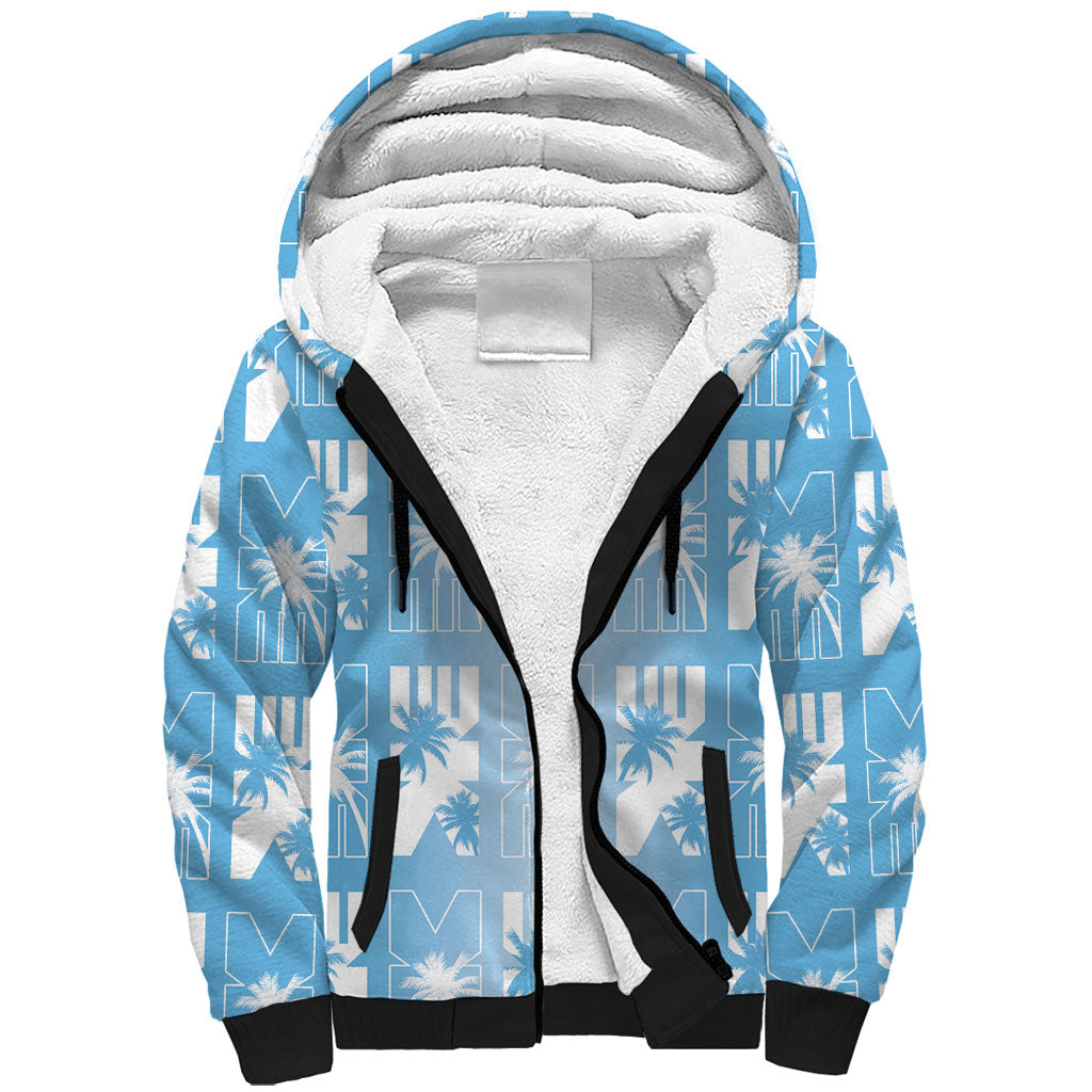 Bula Fiji Sherpa Hoodie Blue Makare Masi Tapa Pattern LT05 Unisex Blue - Polynesian Pride