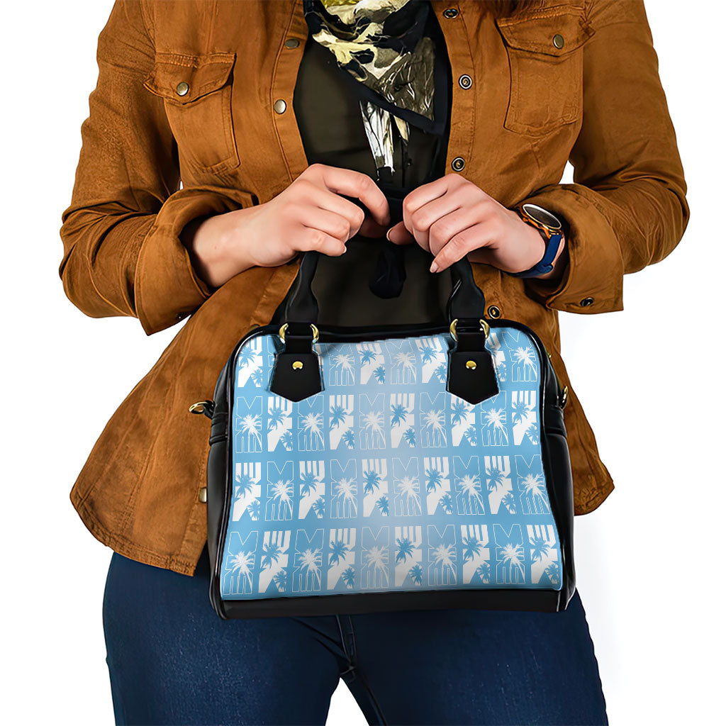 Bula Fiji Shoulder Handbag Blue Makare Masi Tapa Pattern LT05 - Polynesian Pride