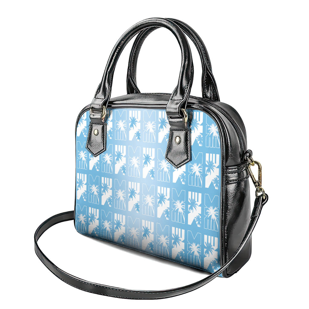 Bula Fiji Shoulder Handbag Blue Makare Masi Tapa Pattern LT05 - Polynesian Pride