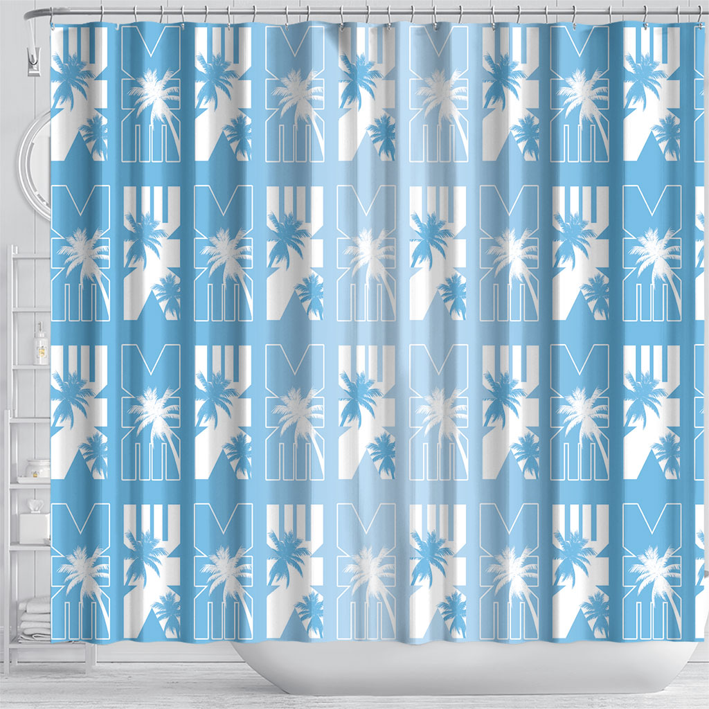 Bula Fiji Shower Curtain Blue Makare Masi Tapa Pattern LT05 - Polynesian Pride