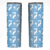 Bula Fiji Skinny Tumbler Blue Makare Masi Tapa Pattern LT05 Blue - Polynesian Pride
