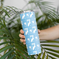 Bula Fiji Skinny Tumbler Blue Makare Masi Tapa Pattern LT05 - Polynesian Pride