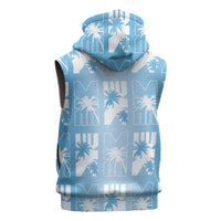 Bula Fiji Sleeveless Hoodie Blue Makare Masi Tapa Pattern LT05 - Polynesian Pride