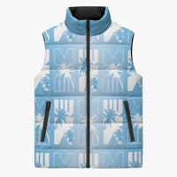 Bula Fiji Sleeveless Puffer Jacket Blue Makare Masi Tapa Pattern LT05 Unisex Blue - Polynesian Pride