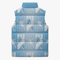Bula Fiji Sleeveless Puffer Jacket Blue Makare Masi Tapa Pattern LT05 - Polynesian Pride