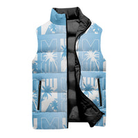 Bula Fiji Sleeveless Puffer Jacket Blue Makare Masi Tapa Pattern LT05 - Polynesian Pride
