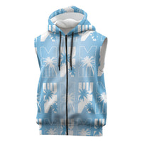 Bula Fiji Sleeveless Zip Hoodie Blue Makare Masi Tapa Pattern LT05 Blue - Polynesian Pride