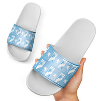 Bula Fiji Slide Sandals Blue Makare Masi Tapa Pattern LT05 - Polynesian Pride