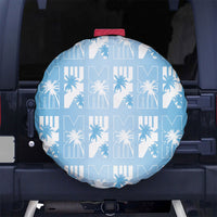 Bula Fiji Spare Tire Cover Blue Makare Masi Tapa Pattern LT05 No hole Blue - Polynesian Pride
