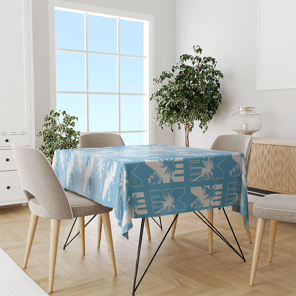 Bula Fiji Tablecloth Blue Makare Masi Tapa Pattern LT05 - Polynesian Pride