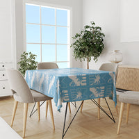 Bula Fiji Tablecloth Blue Makare Masi Tapa Pattern LT05 - Polynesian Pride