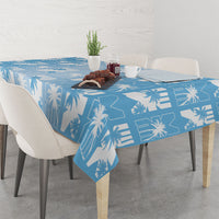 Bula Fiji Tablecloth Blue Makare Masi Tapa Pattern LT05 - Polynesian Pride