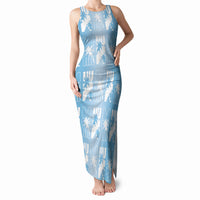 Bula Fiji Tank Maxi Dress Blue Makare Masi Tapa Pattern LT05 Women Blue - Polynesian Pride