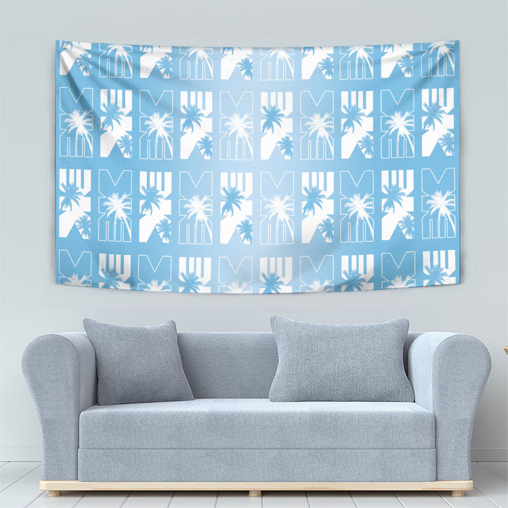 Bula Fiji Tapestry Blue Makare Masi Tapa Pattern LT05 - Polynesian Pride