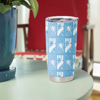 Bula Fiji Tumbler Cup Blue Makare Masi Tapa Pattern LT05 - Polynesian Pride