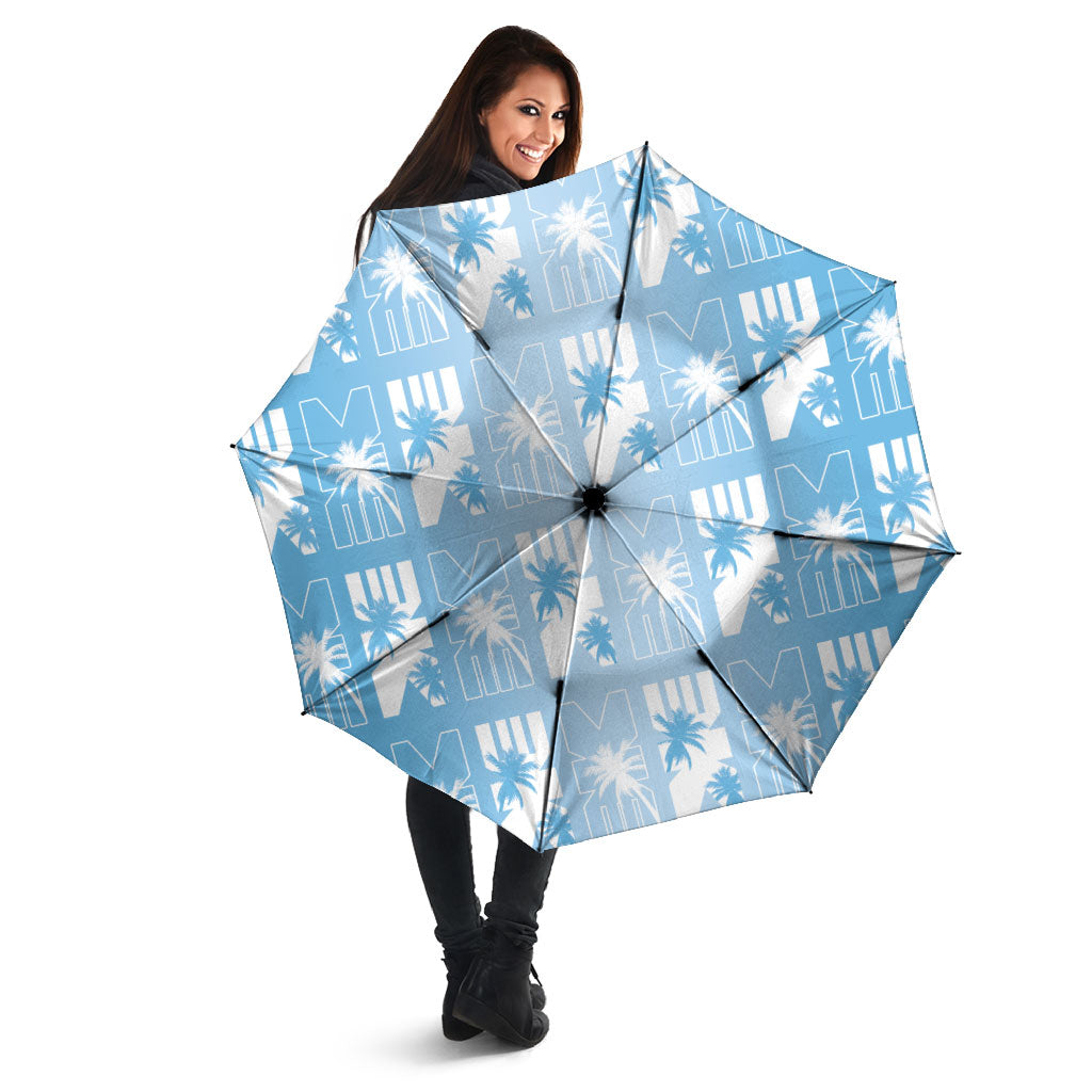 Bula Fiji Umbrella Blue Makare Masi Tapa Pattern LT05 - Polynesian Pride