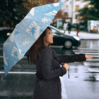 Bula Fiji Umbrella Blue Makare Masi Tapa Pattern LT05 - Polynesian Pride