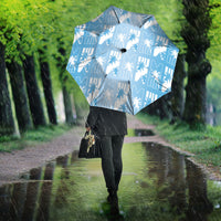 Bula Fiji Umbrella Blue Makare Masi Tapa Pattern LT05 - Polynesian Pride