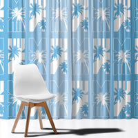Bula Fiji Window Curtain Blue Makare Masi Tapa Pattern LT05 - Polynesian Pride