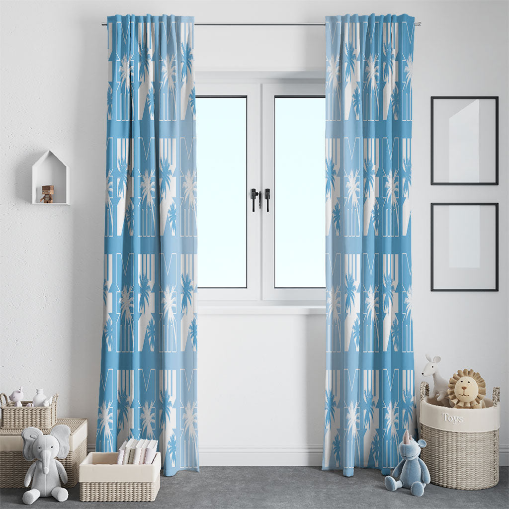 Bula Fiji Window Curtain Blue Makare Masi Tapa Pattern LT05 - Polynesian Pride