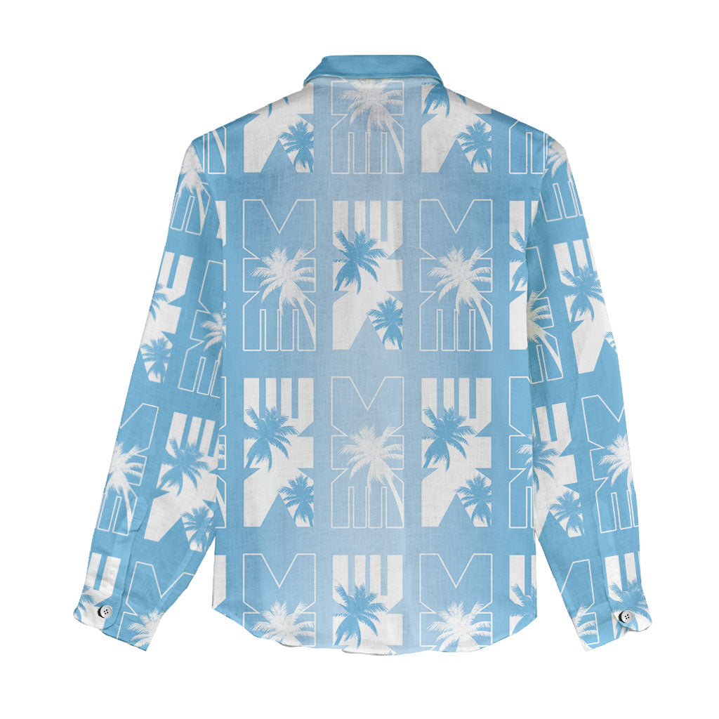 Bula Fiji Women Casual Shirt Blue Makare Masi Tapa Pattern LT05 - Polynesian Pride