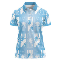 Bula Fiji Women Polo Shirt Blue Makare Masi Tapa Pattern LT05 Female Blue - Polynesian Pride